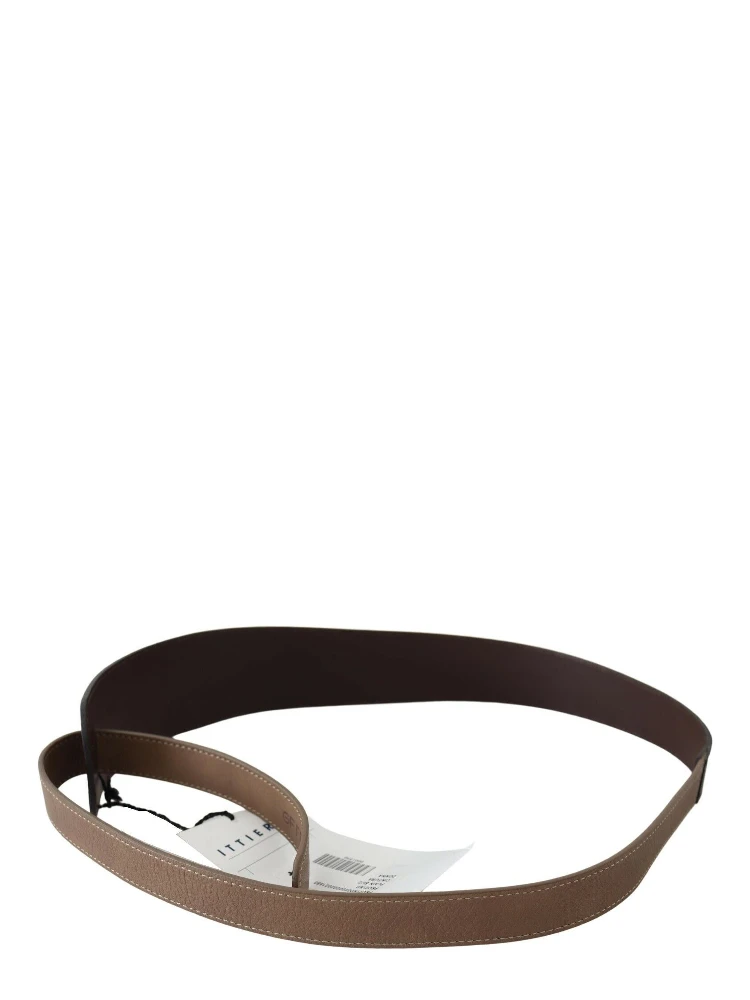Brown Genuine Leather Logo Wide Waist Belt alternative
