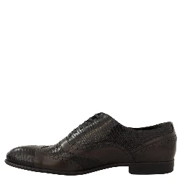 Brown Lizard Skin Leather Oxford Dress Shoes