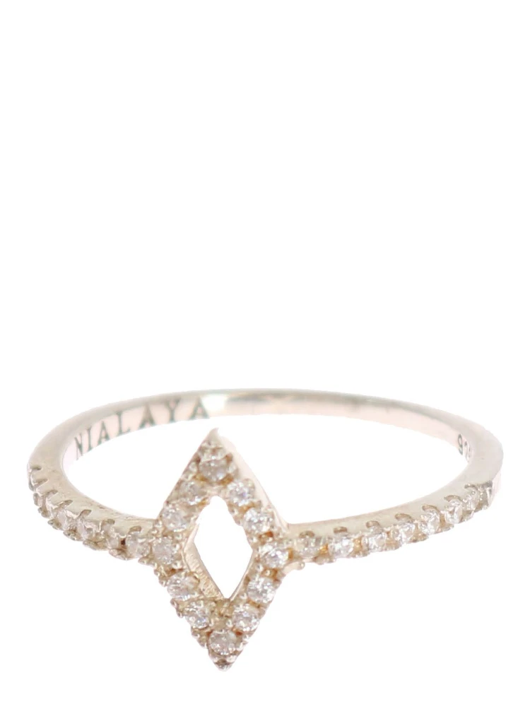 Silver Rhombus Womens Clear CZ 925 Silver Ring alternative