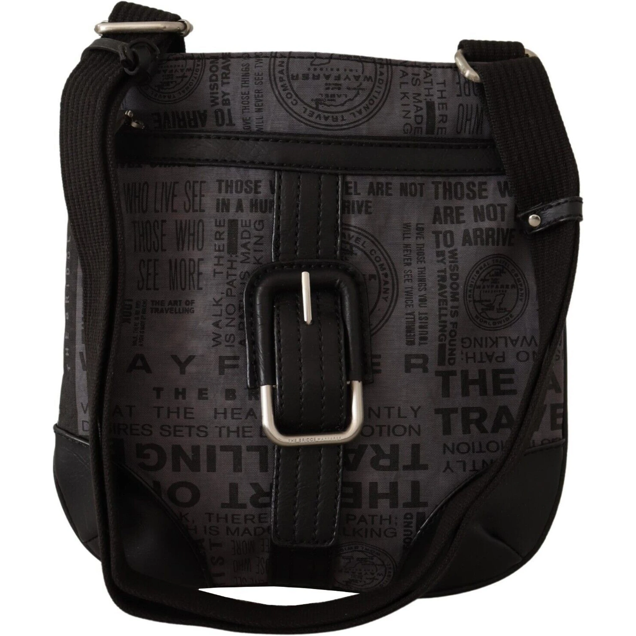 Gray Printed Logo Shoulder Crossbody Purse Bag