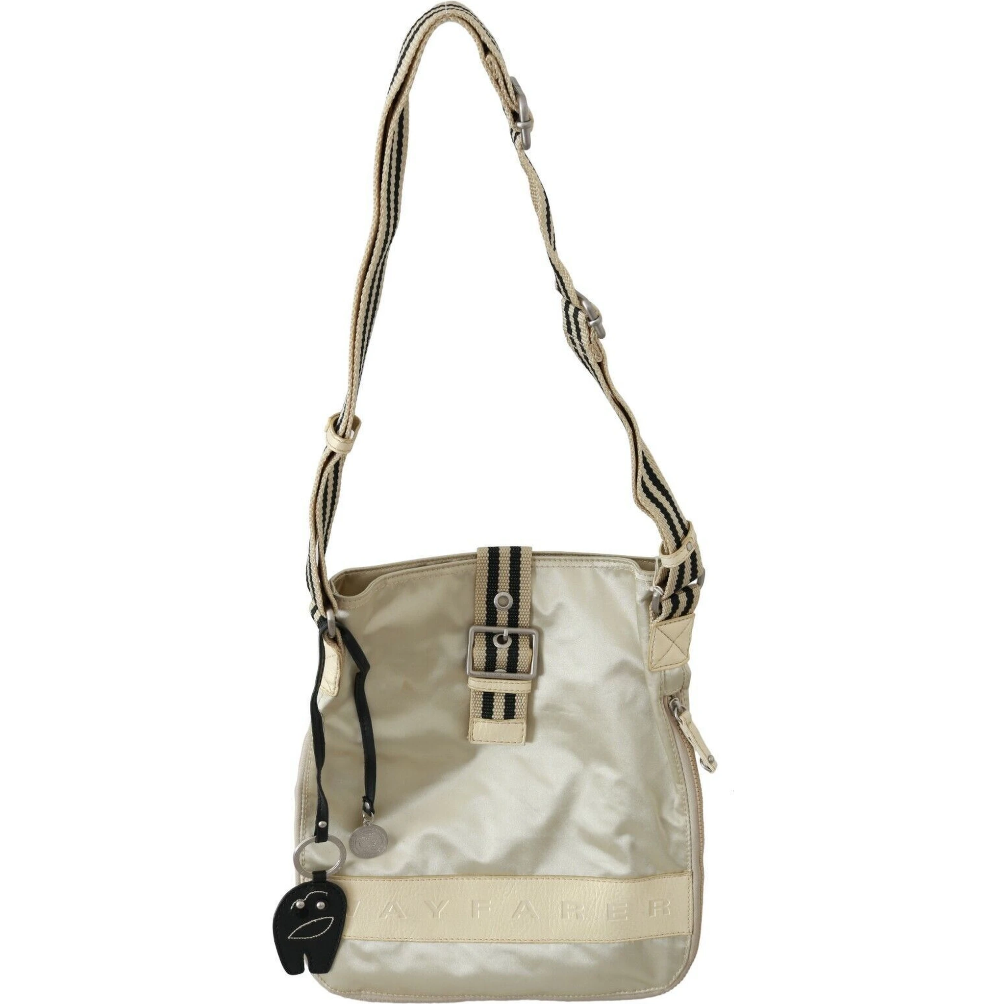 Beige Handbag Shoulder Tote Fabric Purse