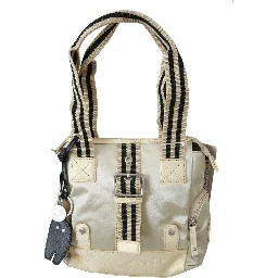 Beige Handbag Shoulder Tote Fabric Purse