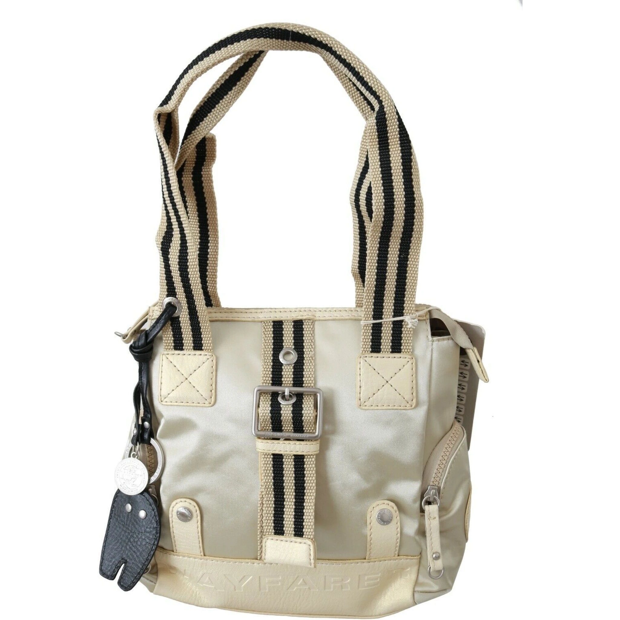 Beige Handbag Shoulder Tote Fabric Purse