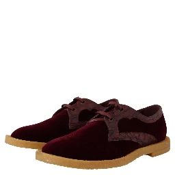 Bordeaux Velvet Exotic Leather Shoes