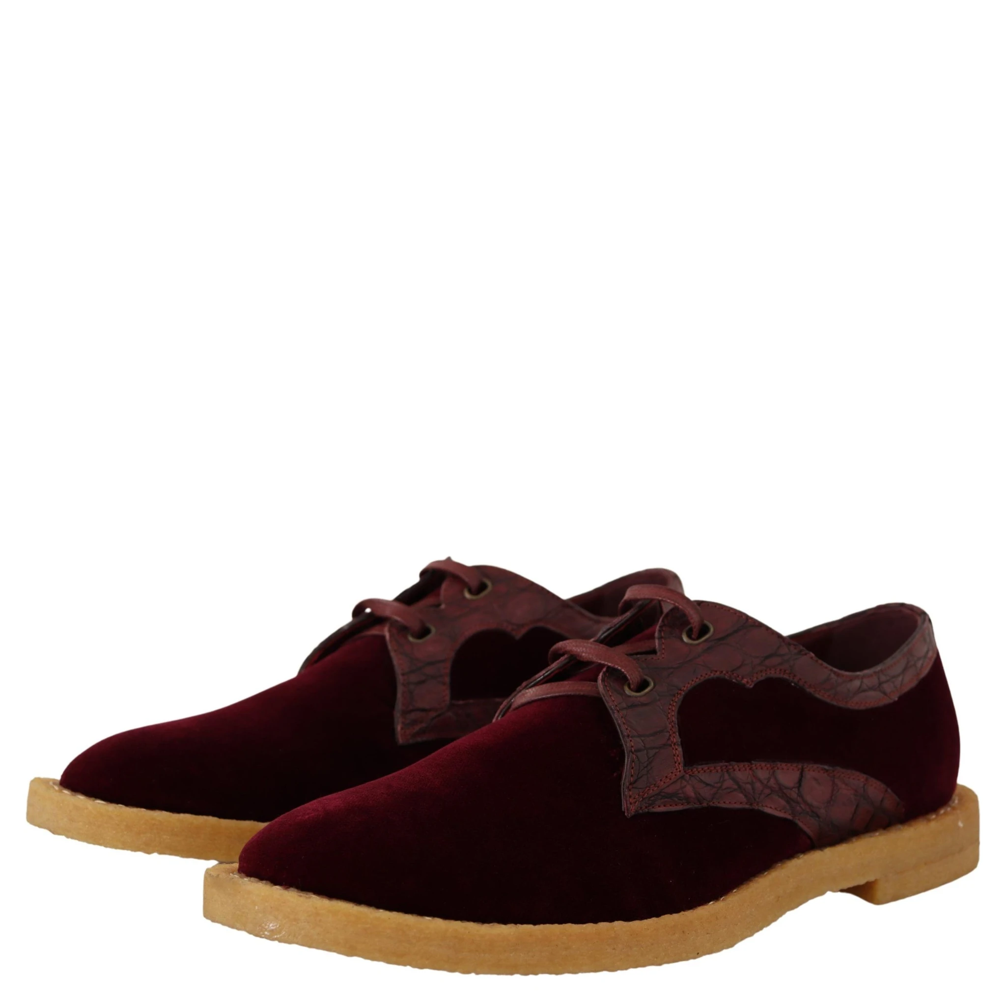 Bordeaux Velvet Exotic Leather Shoes