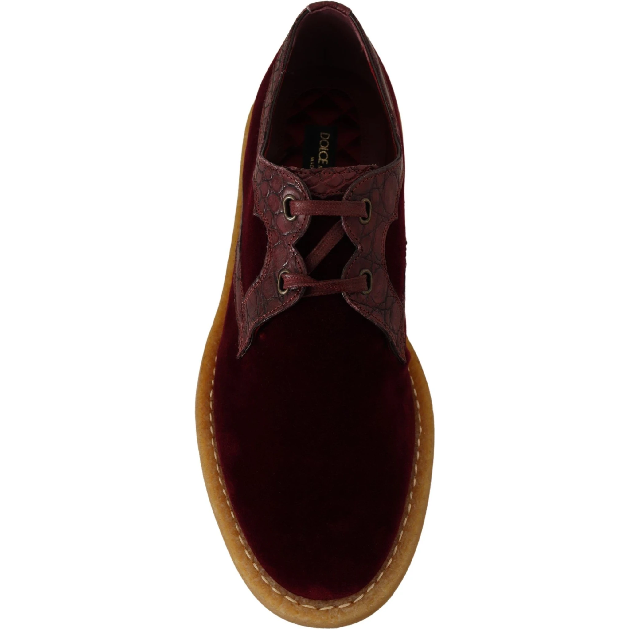 Bordeaux Velvet Exotic Leather Shoes