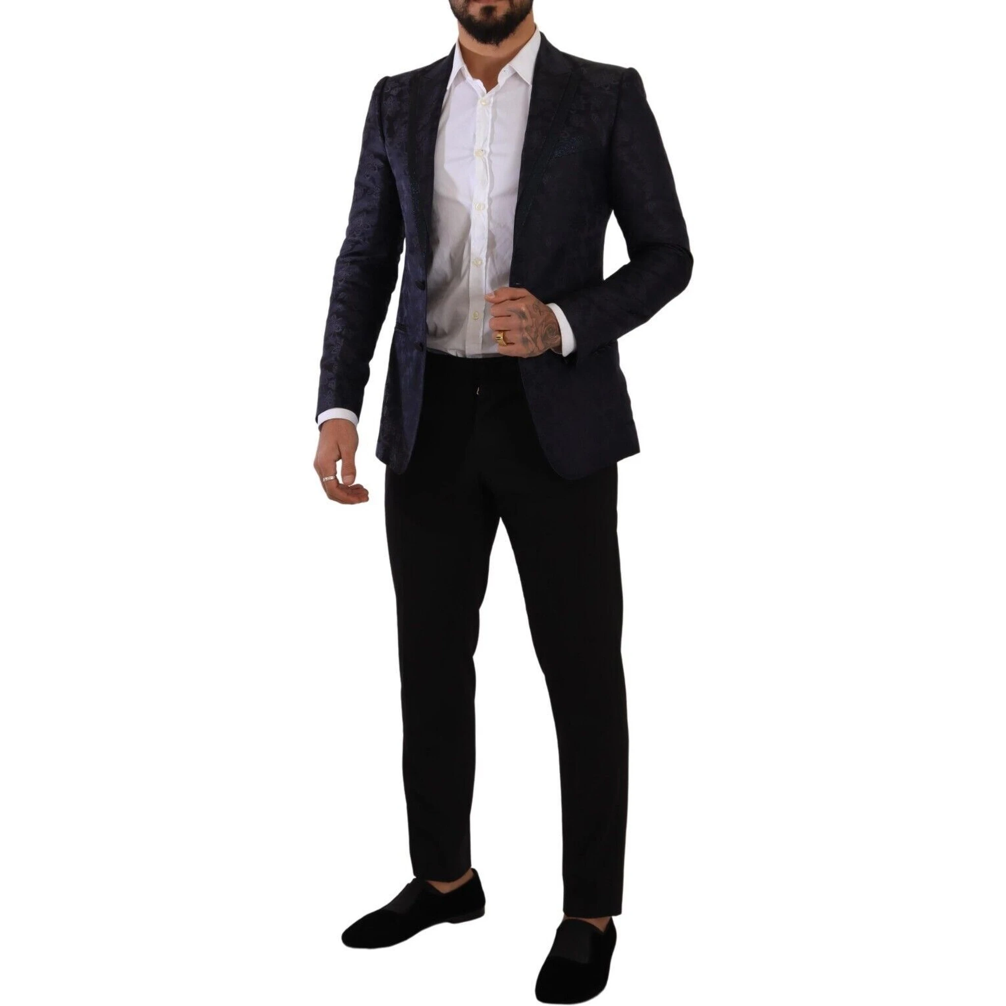 Blue Floral Jacquard Silk Coat MARTINI Blazer