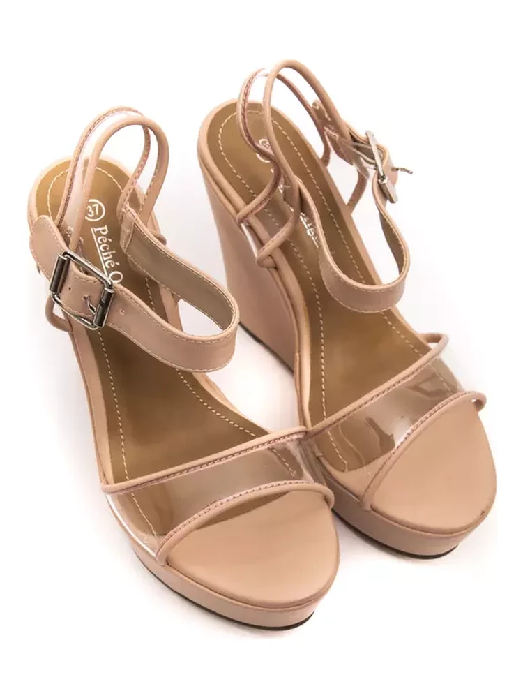 Women's beige wedge sandal alternative