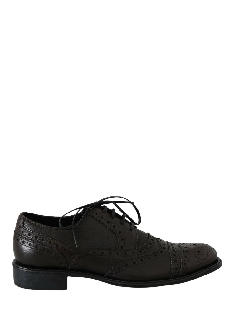 Brown Leather Wingtip Derby Formal Shoes
