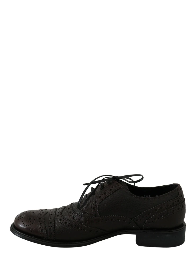 Brown Leather Wingtip Derby Formal Shoes