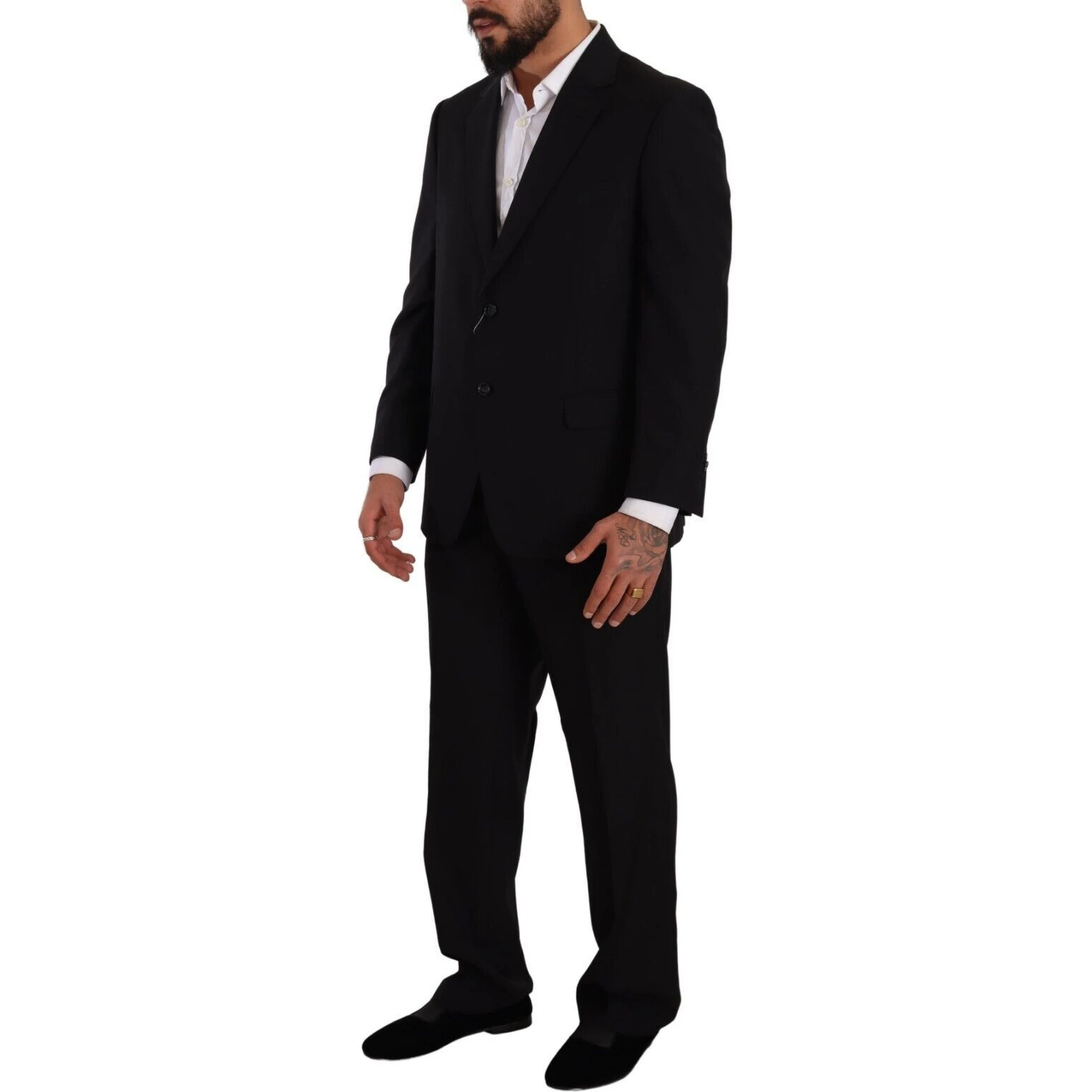 Black Polyester Single Breasted Formal Suit