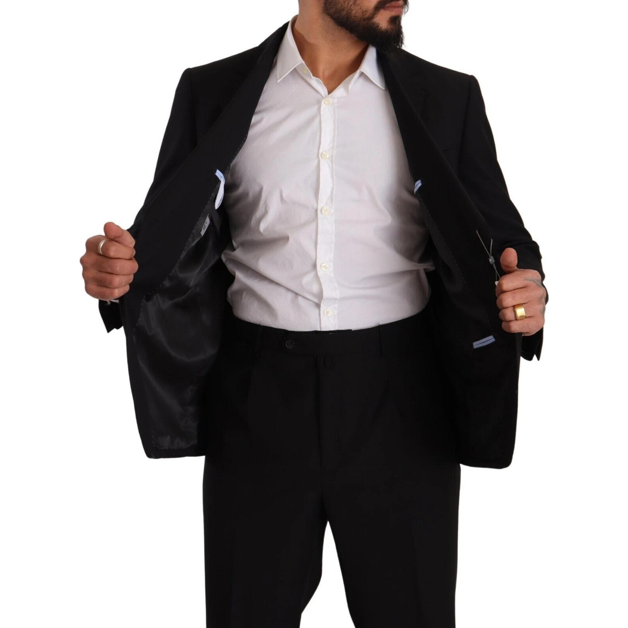 Black Polyester Single Breasted Formal Suit