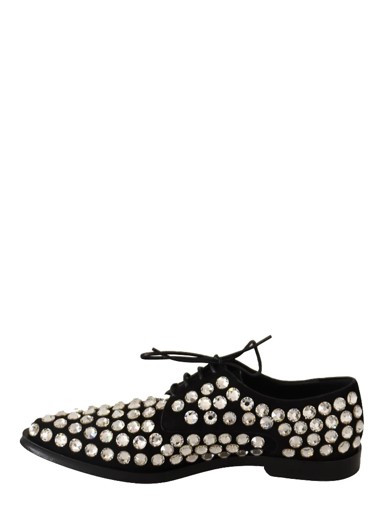 Black Leather Crystals Lace Up Formal Shoes alternative