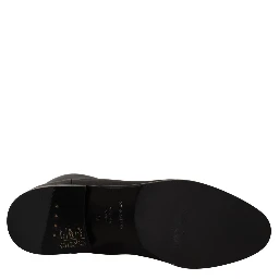 Black Leather Flats Logo Short Boots Shoes