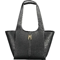 Chic Black Snap Closure Shoulder Bag