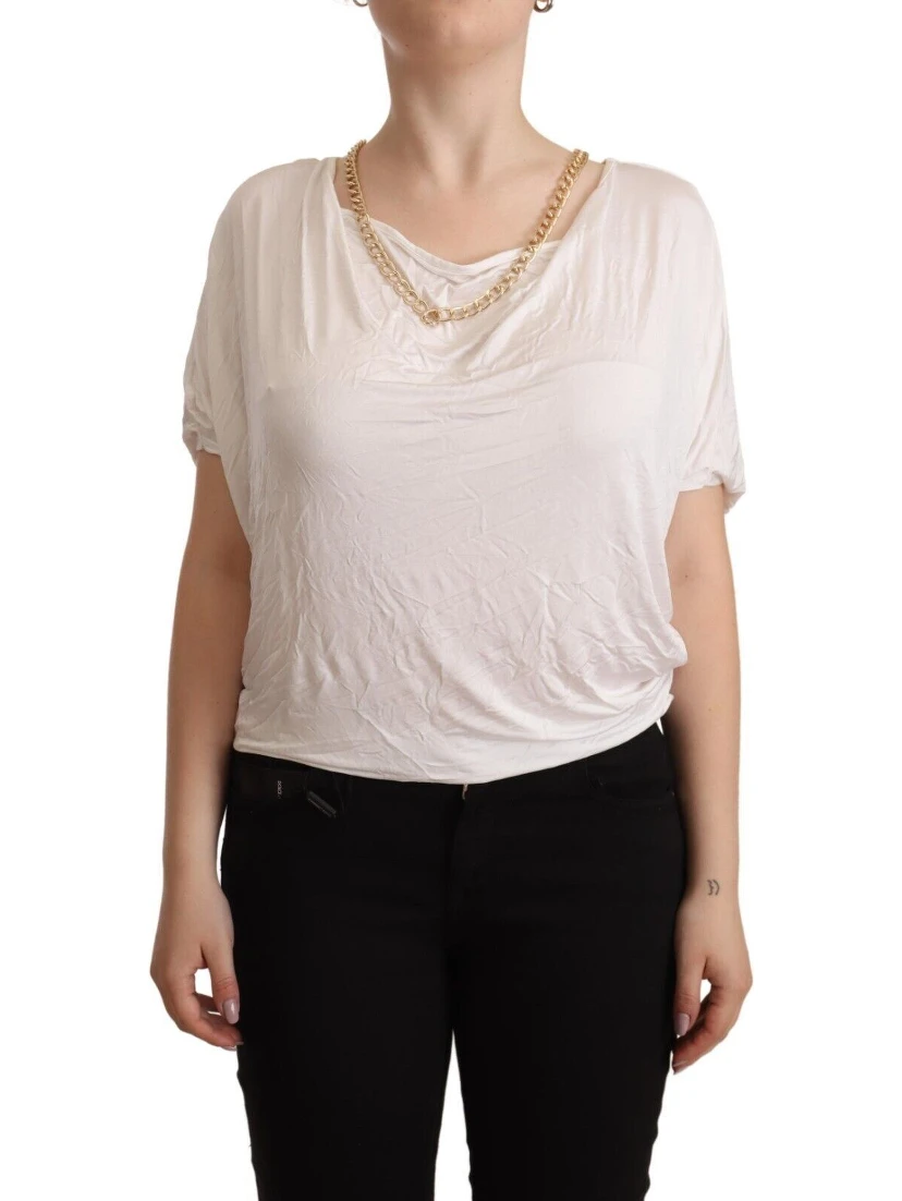 White Short Sleeves Gold Chain T-shirt Top
