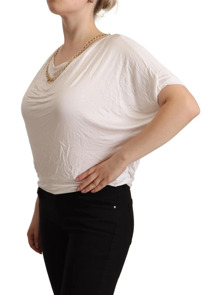 White Short Sleeves Gold Chain T-shirt Top alternative