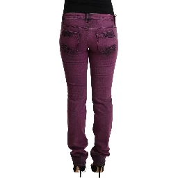 Purple Cotton Stretch Slim Fit Denim Jeans