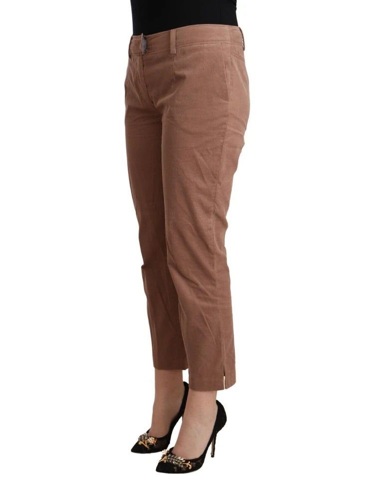 Brown Cotton Tapered Cropped Pants alternative