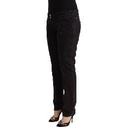 Black Cotton Distressed Low Waist Slim Fit Denim Jeans