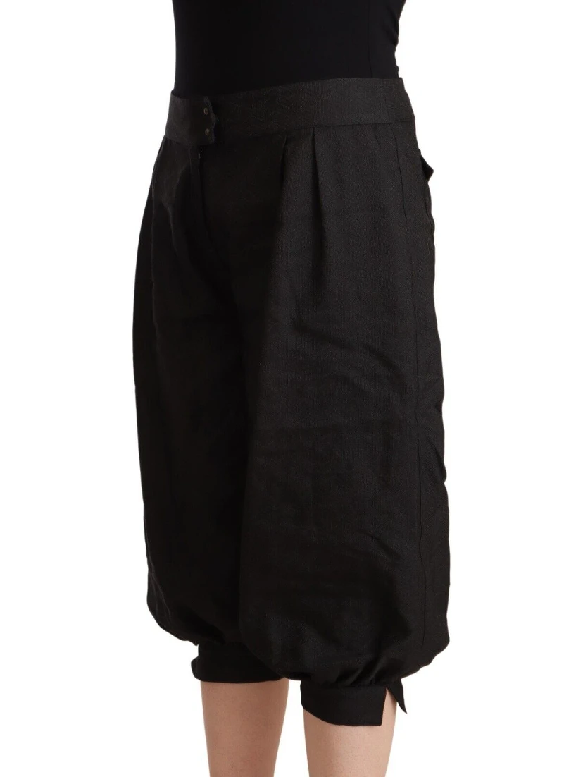 Black Viscose Cropped Harem Pants