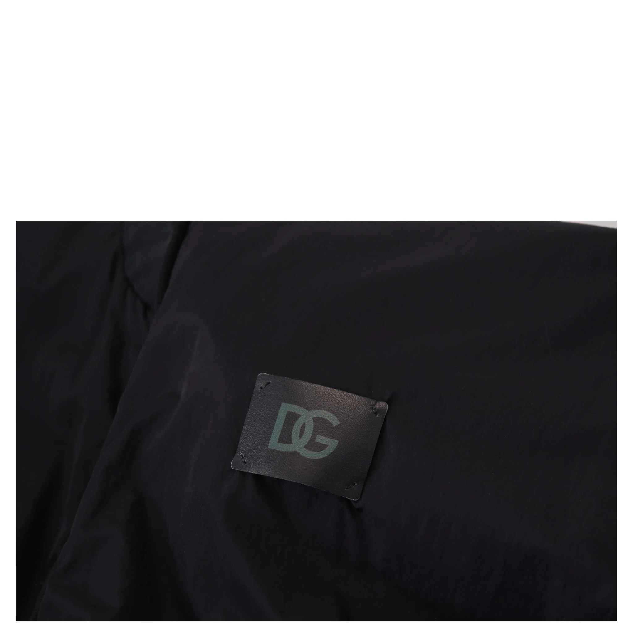 Black Nylon Logo Bomber Zipper Jacket