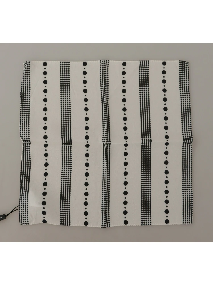 White Dotted Stripes Square Handkerchief Viscose Scarf