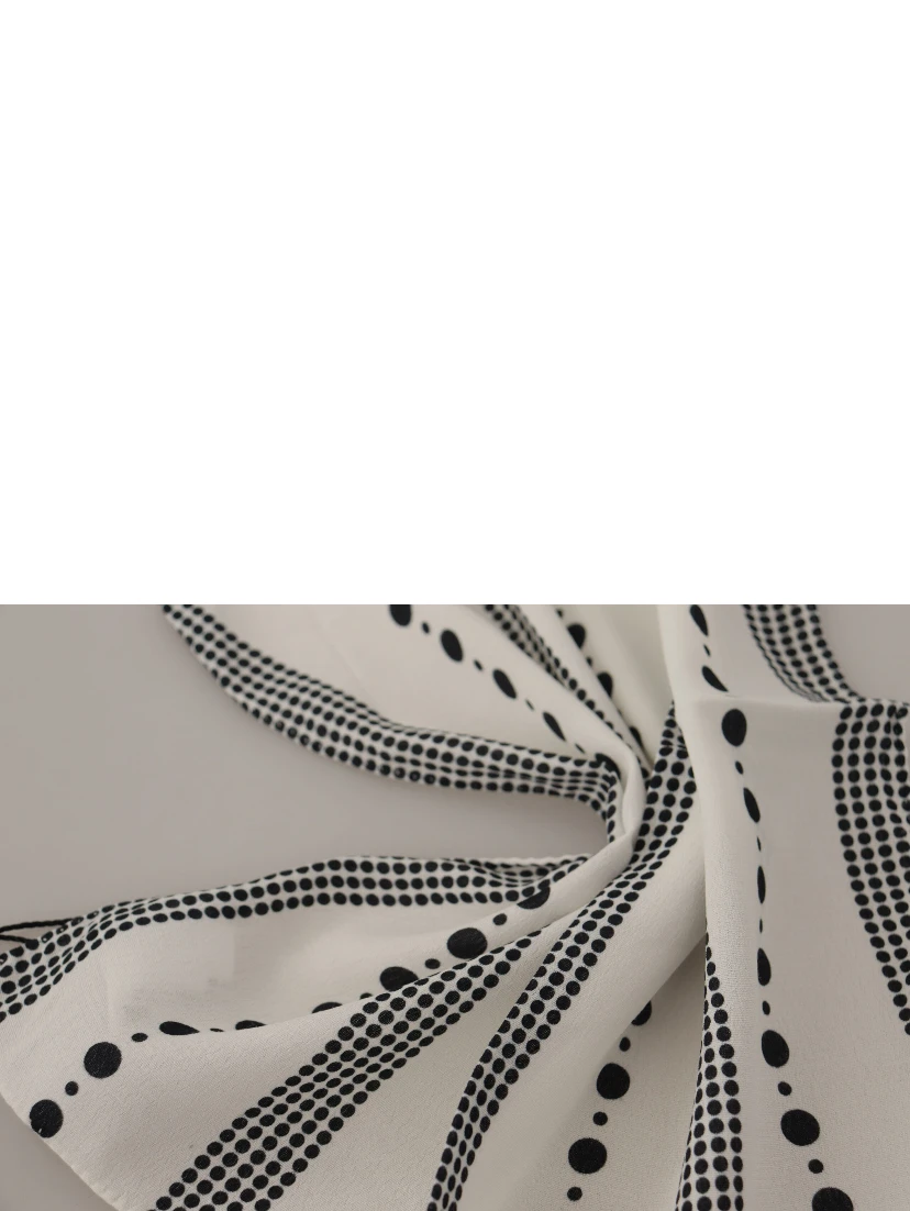 White Dotted Stripes Square Handkerchief Viscose Scarf