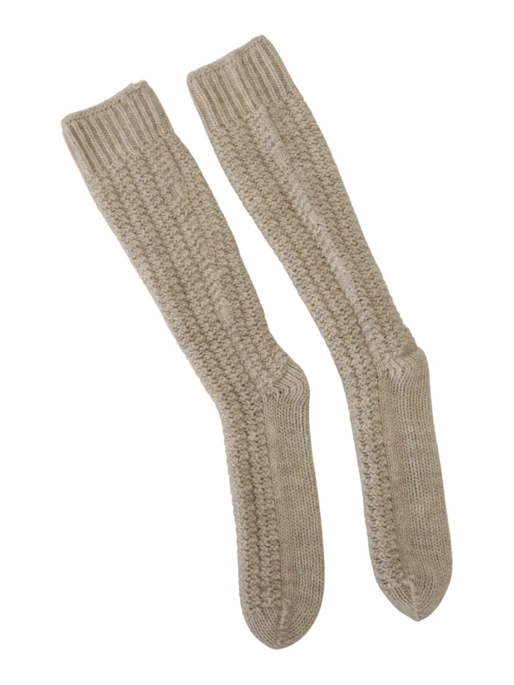Beige Wool Knit Calf Long Women Socks alternative