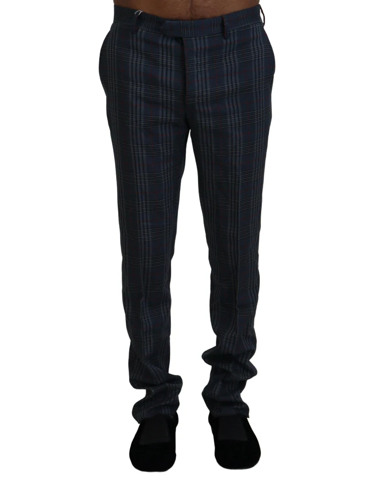 Gray Pure Wool Men Checkered Pants alternative