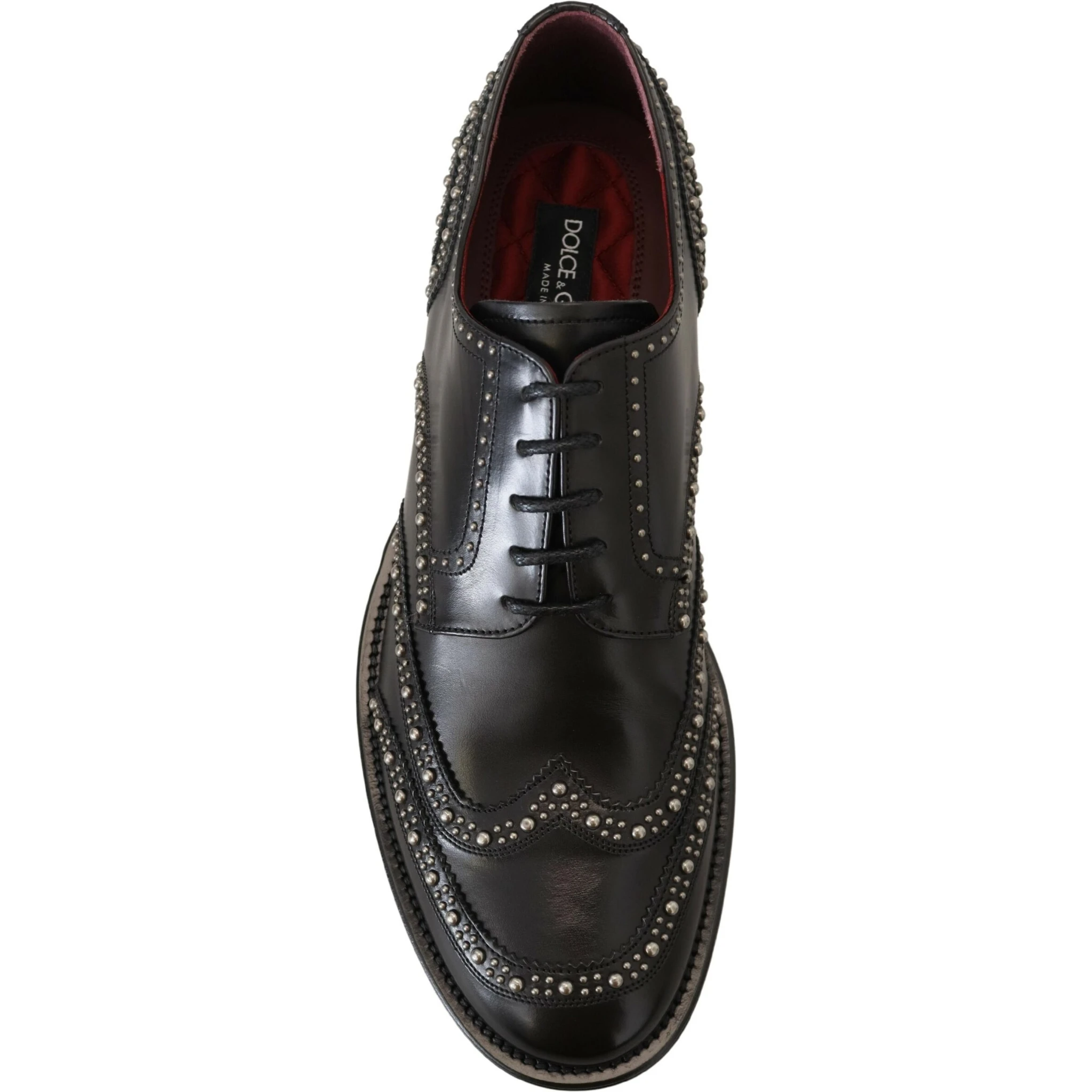 Black Leather Derby Dress Studded Shoes