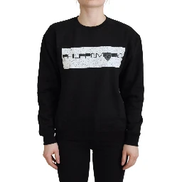 Black Printed Long Sleeves Pullover Sweater