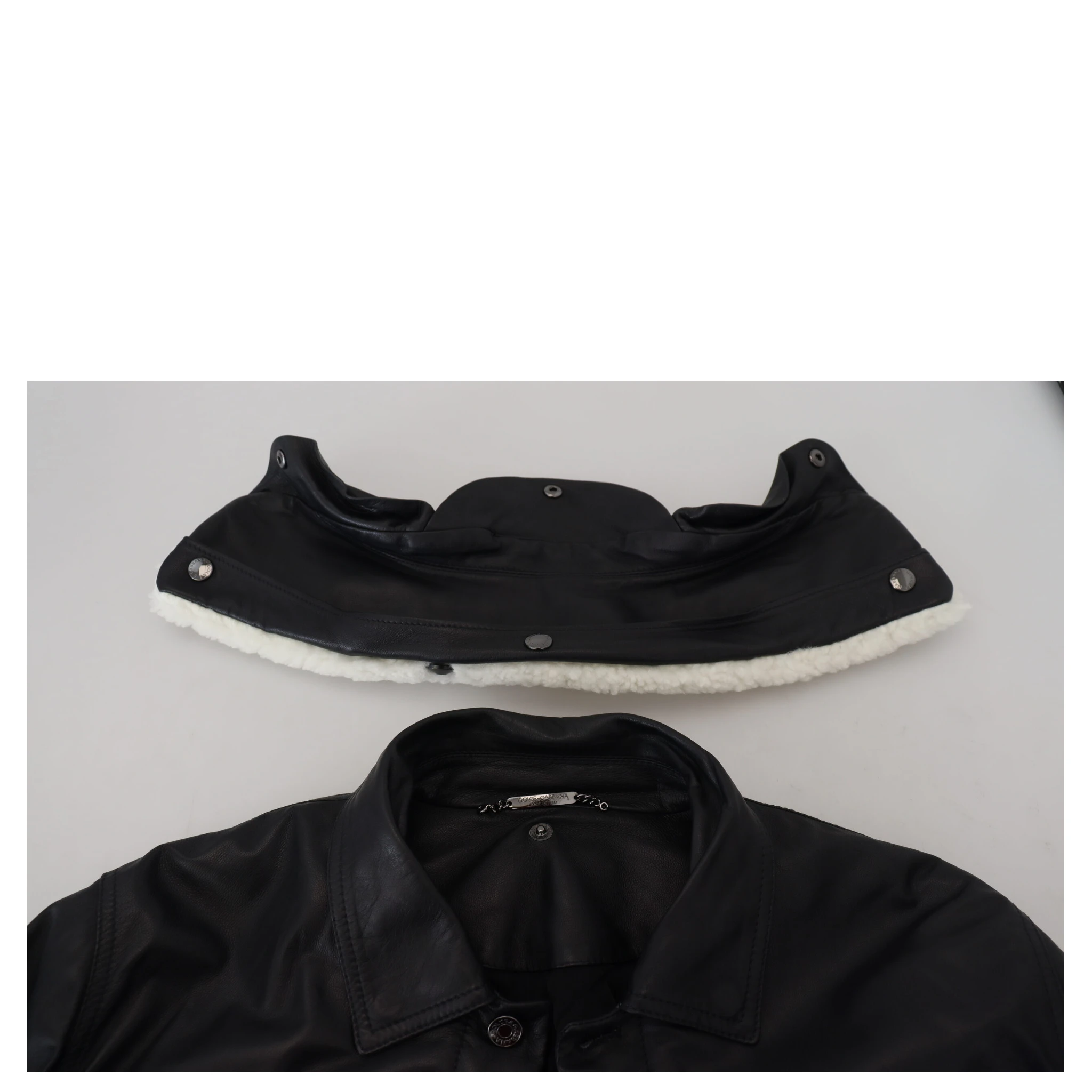 Black Lamb Leather Collared Men Coat Jacket