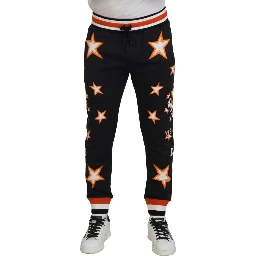 Black Orange Star Trousers Sport Pants