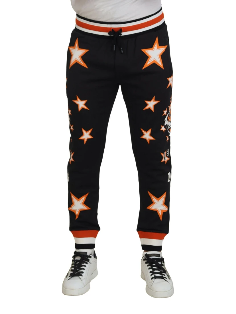 Black Orange Star Trousers Sport Pants