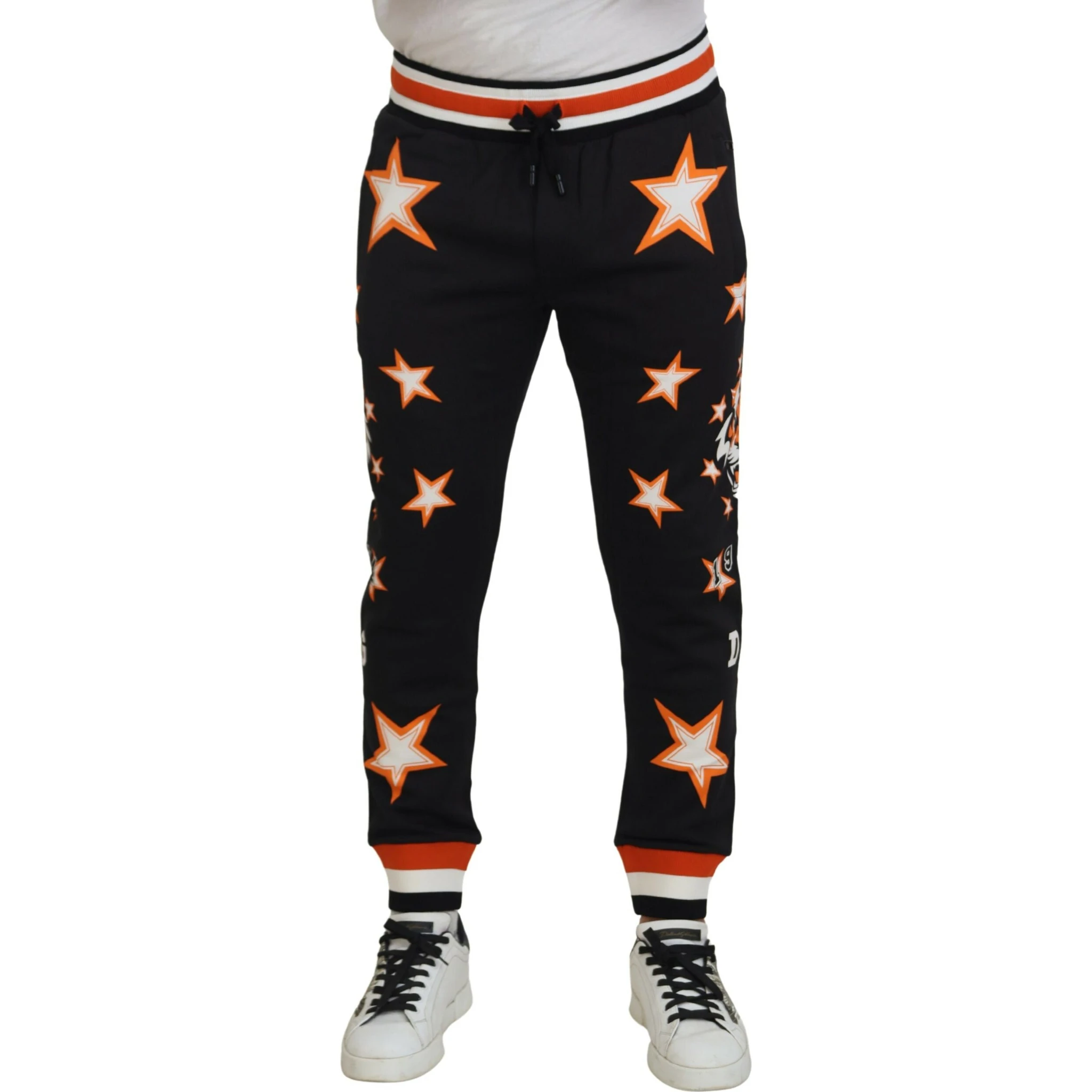 Black Orange Star Trousers Sport Pants