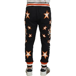 Black Orange Star Trousers Sport Pants