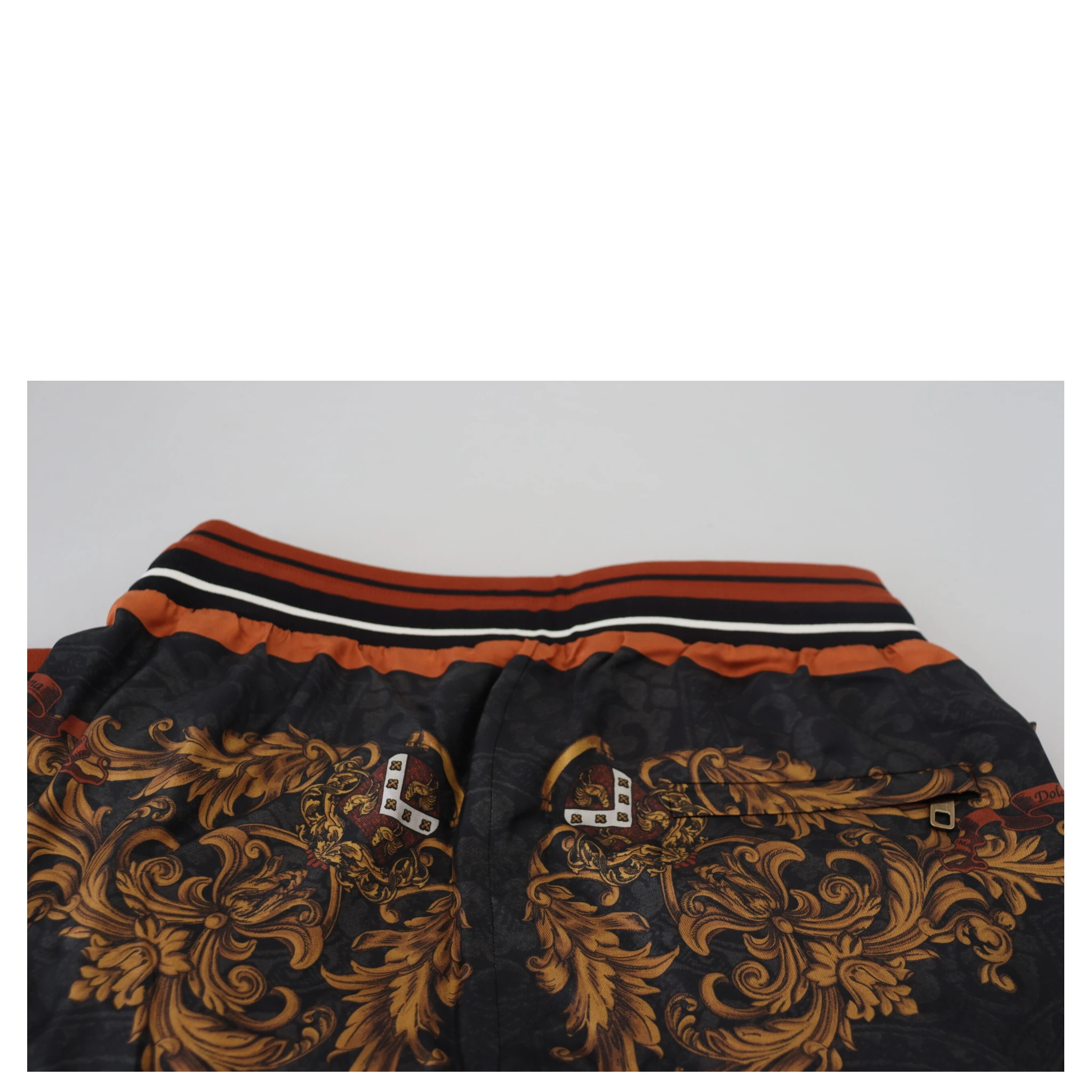 Gray Silk Baroque Crown Trousers Sport Pants