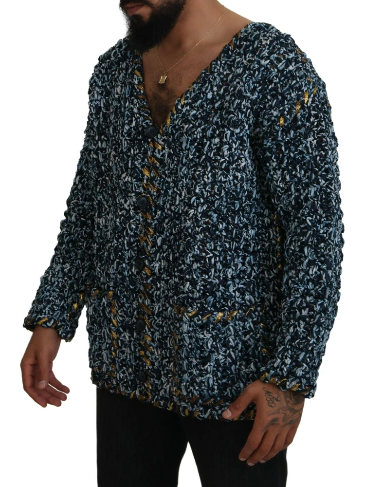 Blue Button Cardigan Fatto A Mano Sweater alternative