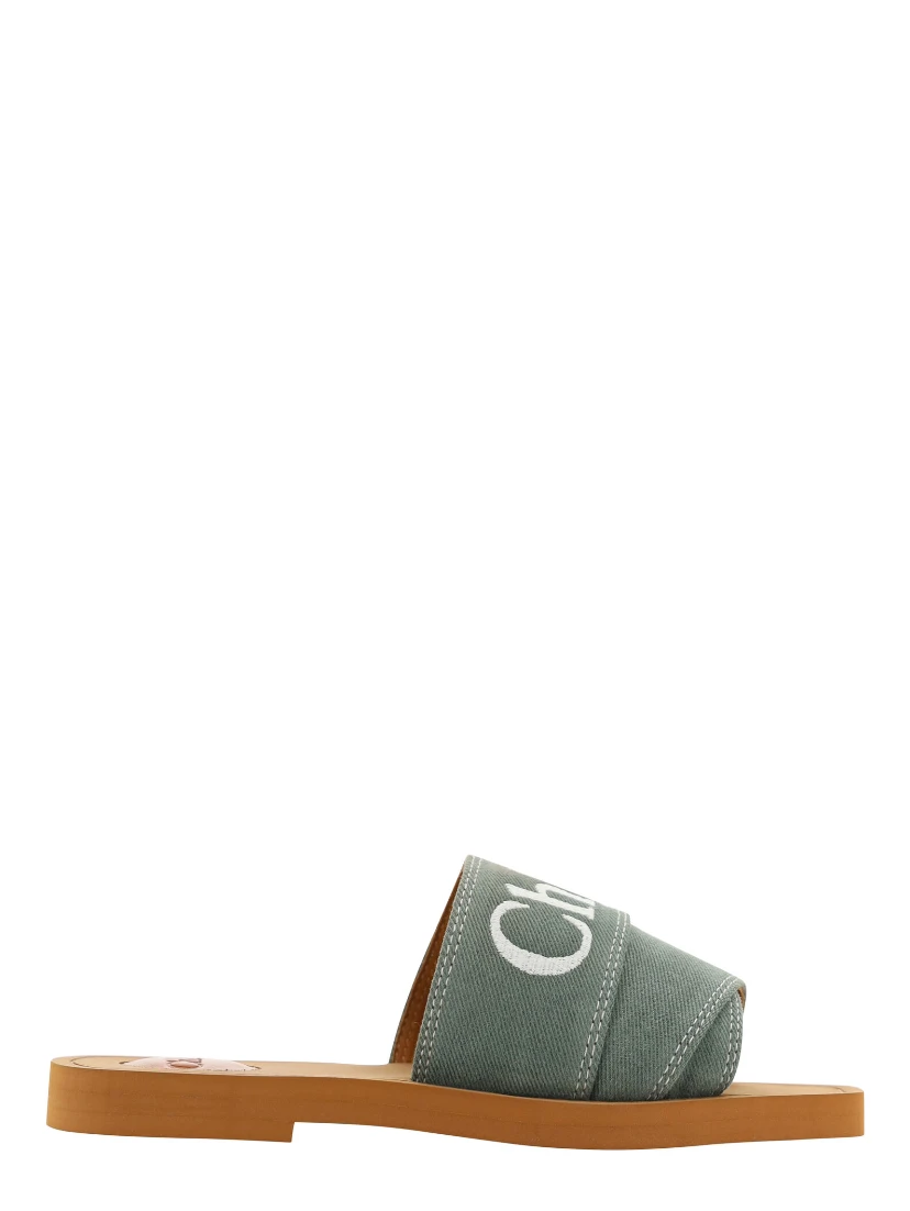 Forest Green Cotton Slides Woody Sandals
