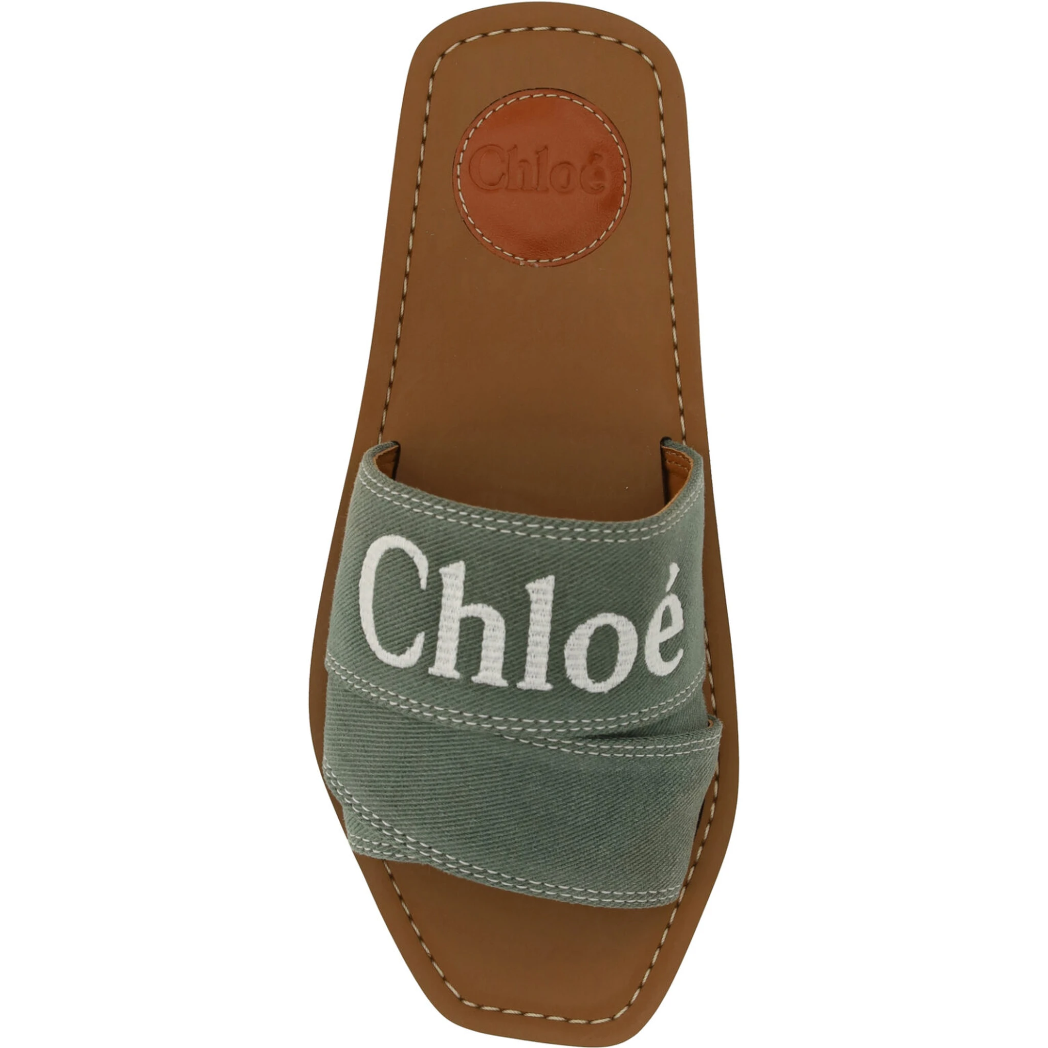 Forest Green Cotton Slides Woody Sandals