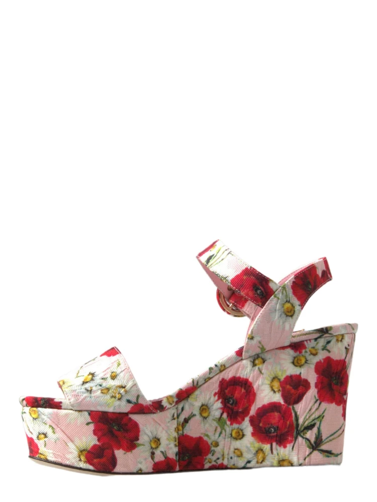 Multicolor floral print Wedges Floral Ankle Strap Sandals alternative