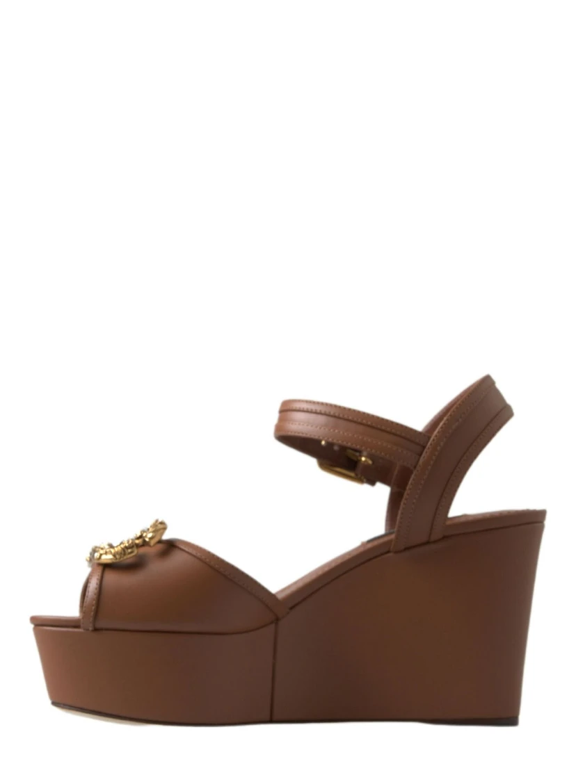 Brown Leather AMORE Wedges Sandals Shoes