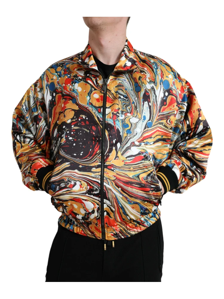 Multicolor Abstract Polyester Bomber Jacket alternative