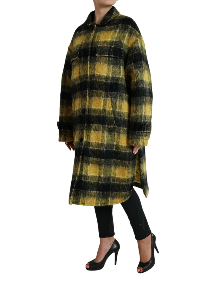 Yellow Plaid Long Sleeve Casual Coat Jacket alternative