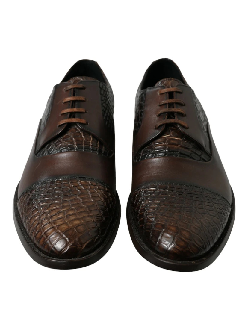 Brown Exotic Leather Lace Up Oxford Dress Shoes