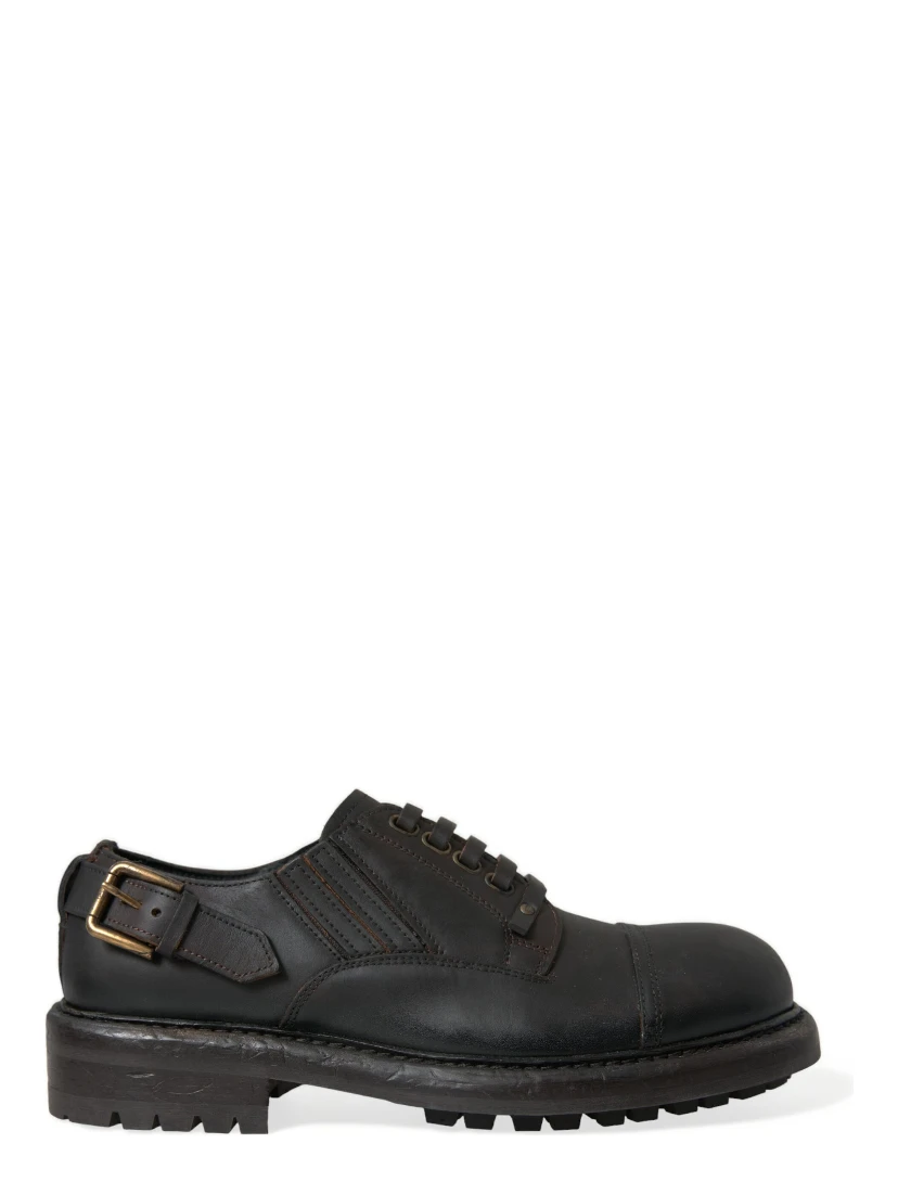 Brown Leather Lace Up Derby Men Dress Shoes