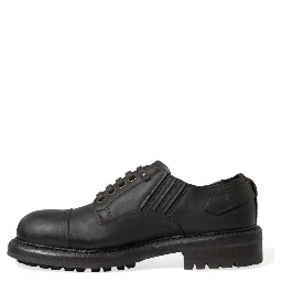 Brown Leather Lace Up Derby Men Dress Shoes