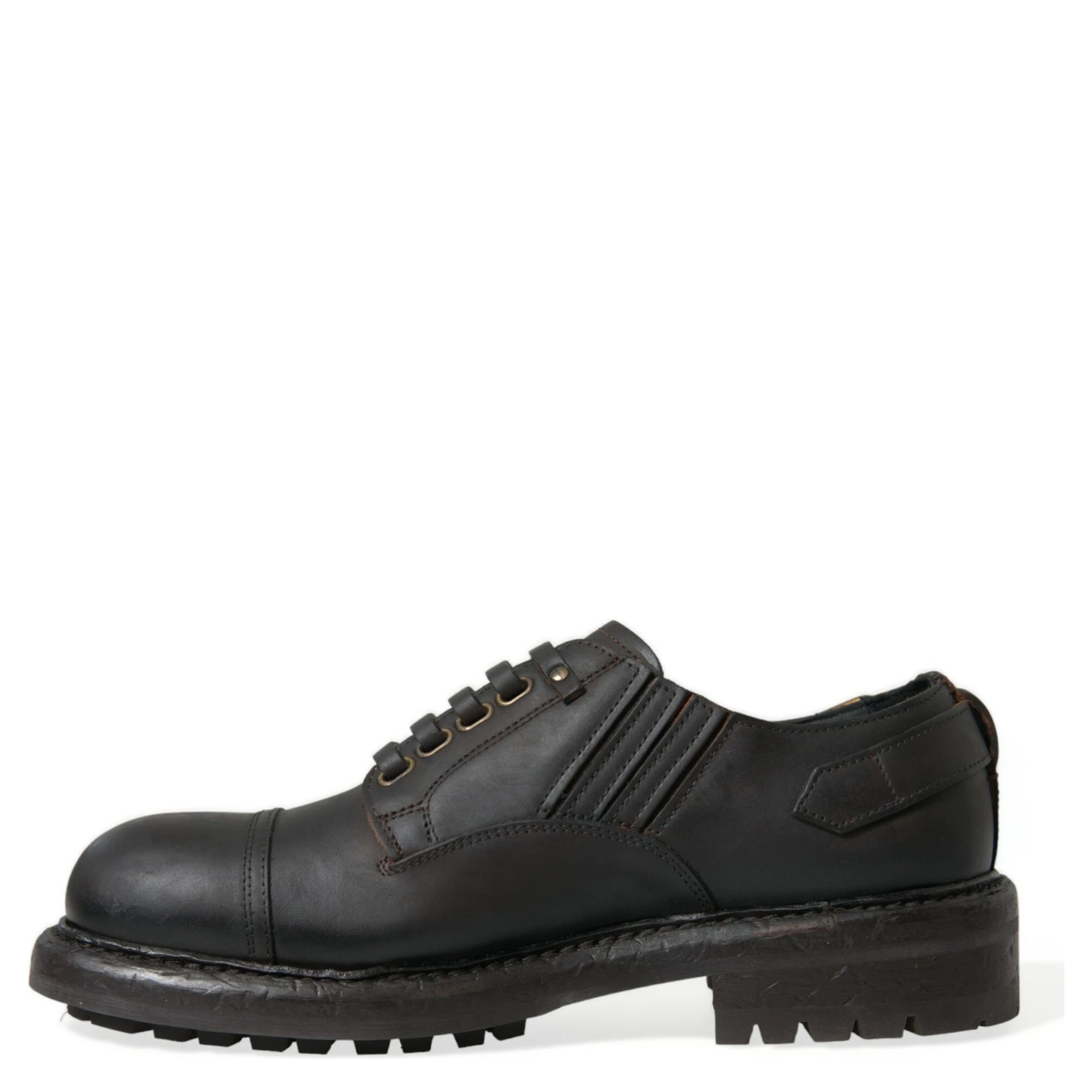 Brown Leather Lace Up Derby Men Dress Shoes