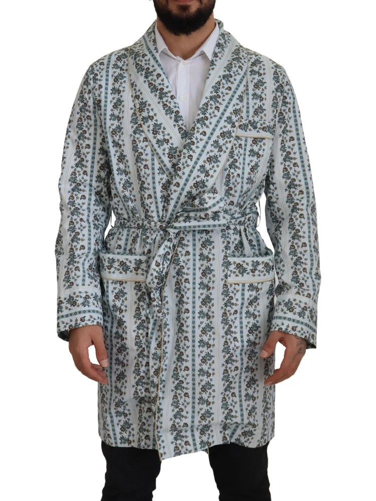 Blue Floral Cotton Robe Coat Jacket alternative